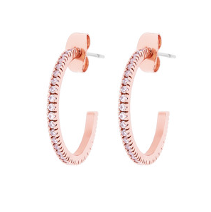 Pave Set C Earrings - Rose Gold