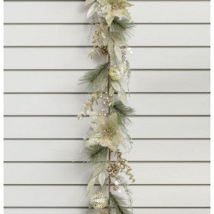 Glitter Leaf/Pine Garland Champagne 180cm