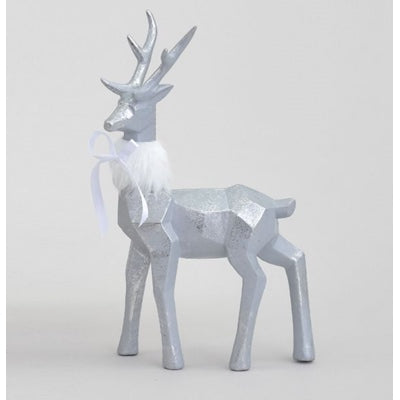 Standing Reindeer Silver 34cm