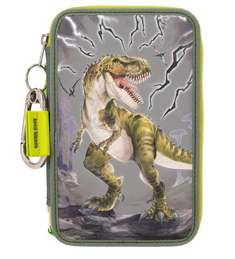 Dino World Triple Pencil Case - Reflector