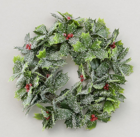 Frosted Holly Berry Candle Ring