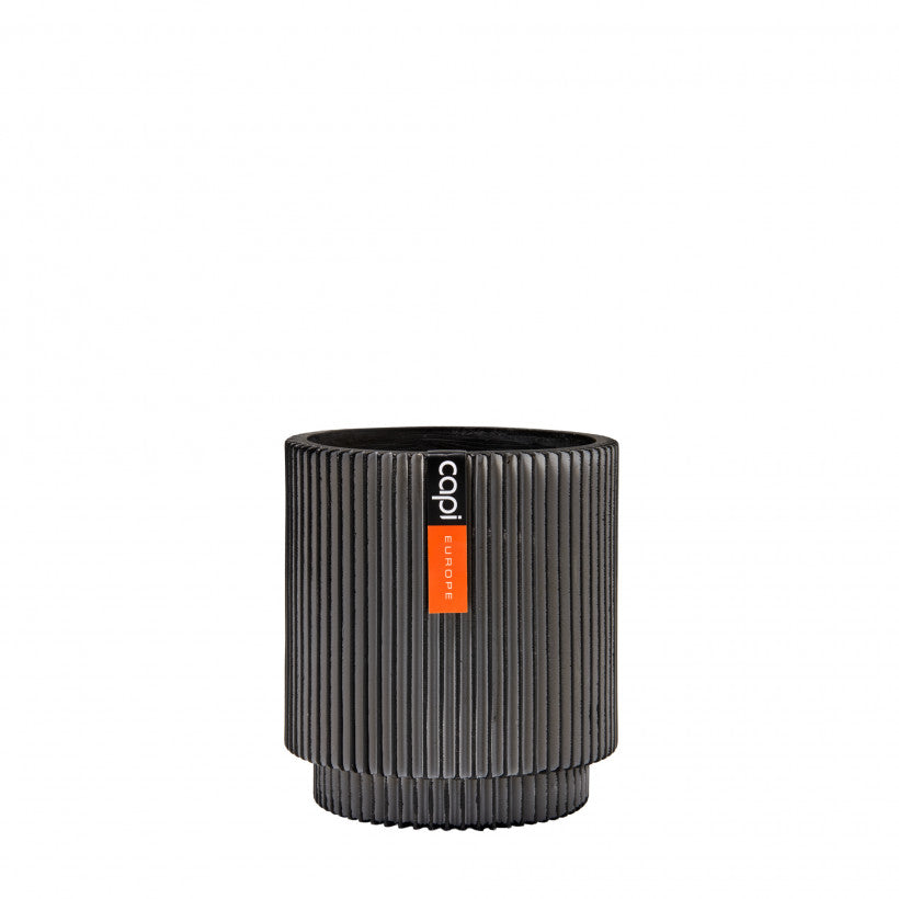 Indoor Nature Groove Cylinder Planter (Anthracite