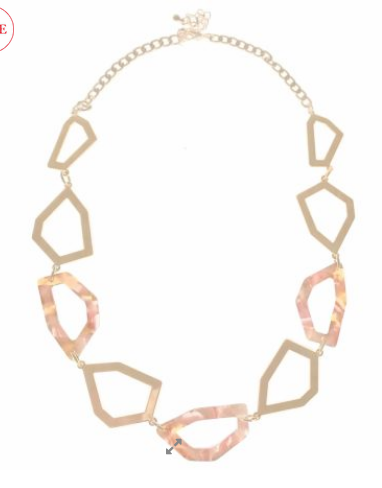 SHS Gold Pink Abstract Necklace