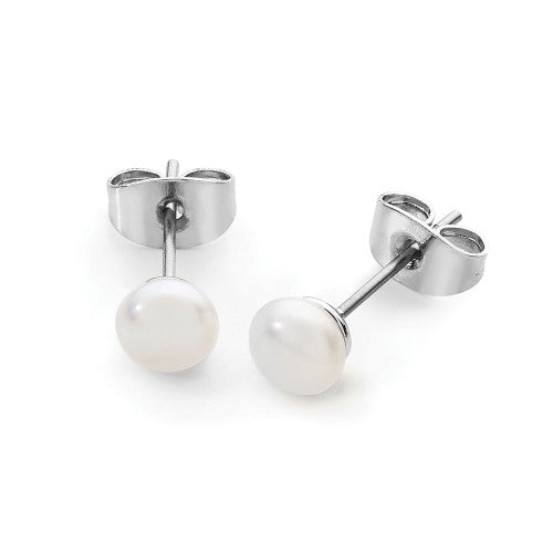 Silver Small Pearl Studs
