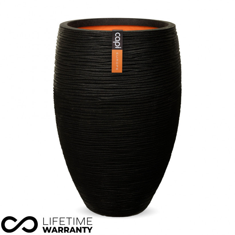 Nature Elegant Delux Rib Planter NL (Black) - 56cm