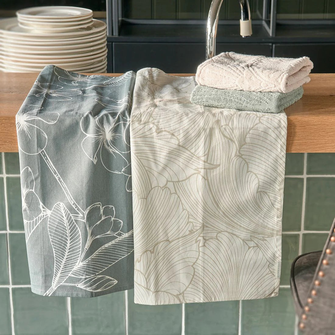 Les Fleurs Tea Towel x2