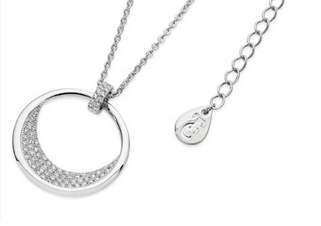 White Floating Moon Pendant Silver
