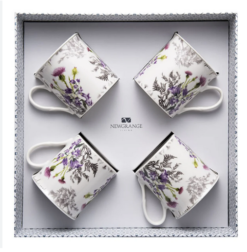 White Thistle Mugs Set/4