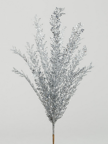 Glitter Mini Leaf Bush - Silver 60cm