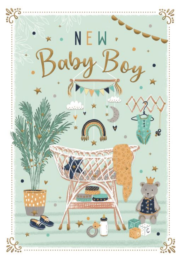 Birth Boy Card - Crib Blue