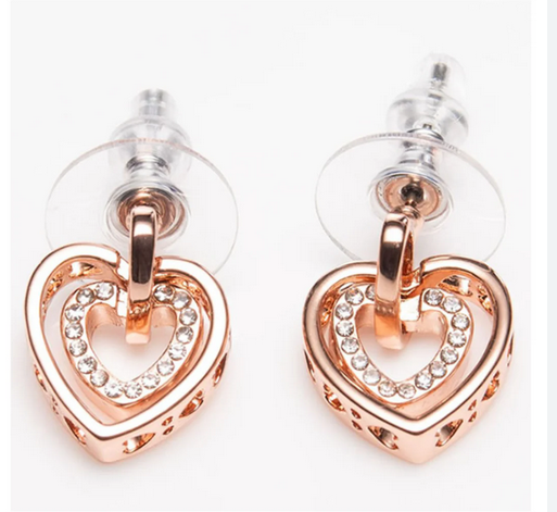 Rose Gold Heart Intertwined Earrings
