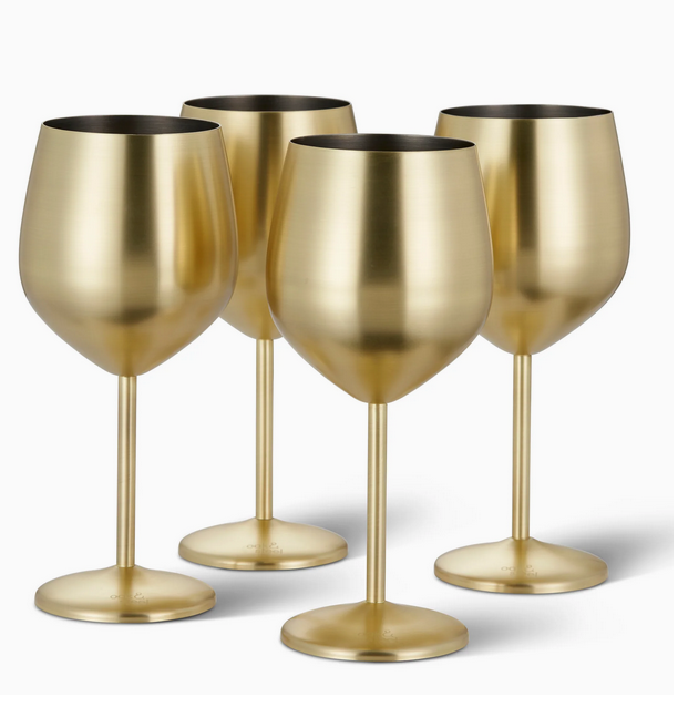 Wine Glass Set/4 - Matte Gold