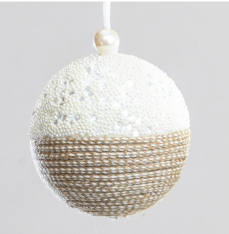 String Beaded Ball - Beige 13cm