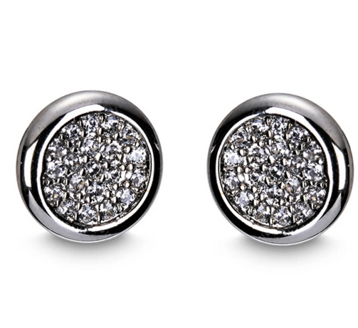 Silver Diamante Round Earrings