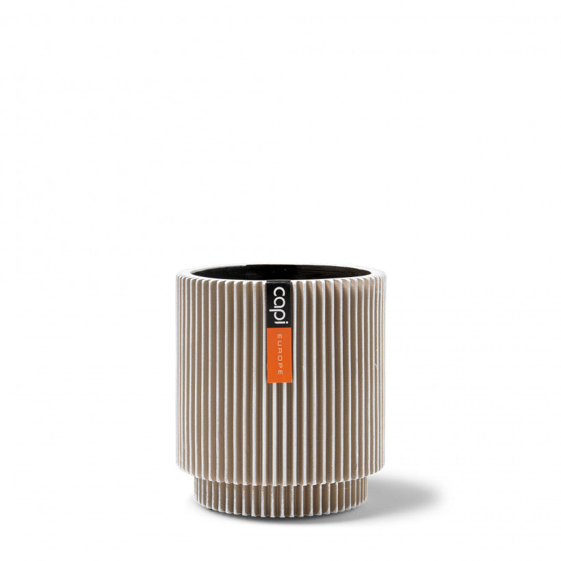 Groove Cylinder Planter Ivory 11cm