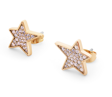 CZ Inset Star Earrings Gold