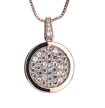 Rose Gold Diamante Round Pendant