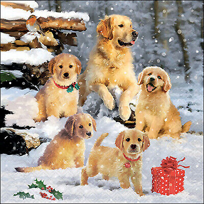 Paper Napkins - Golden Retriever Puppies