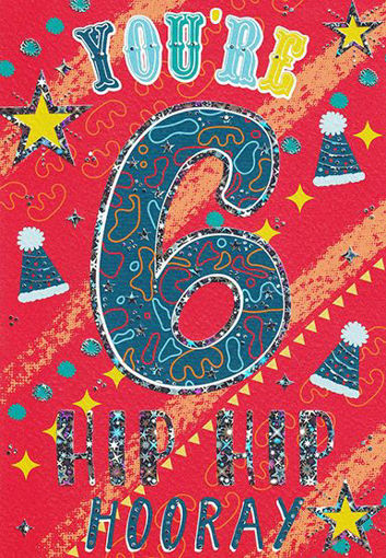 Birthday Card - Age 6 Red
