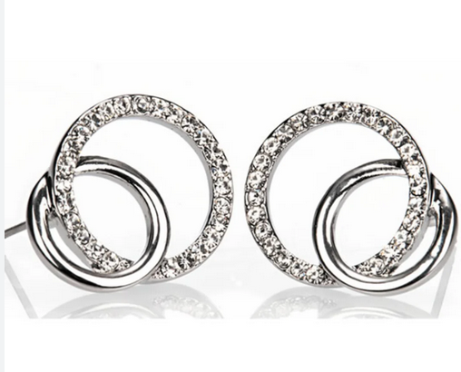 Silver Diamante Loop Earrings