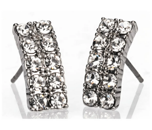 Silver Diamante Bar Earrings