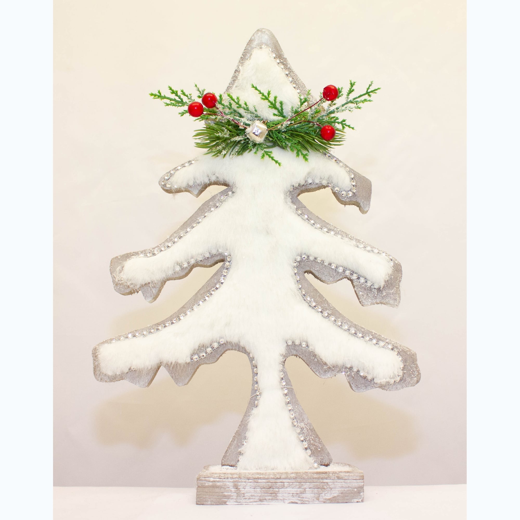 Winters Mist Wooden Tree 34cm