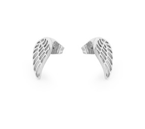 Angel Wings Mini Stud Earrings - Silver