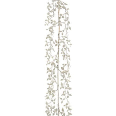 Silver Glitter Leaf Garland 150cm