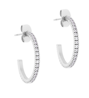 Pave Set C Earrings - Silver