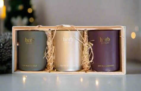 Trio Wooden Box Candle Set