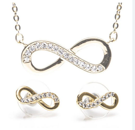 Gold Infinity Pendant & Earring Set
