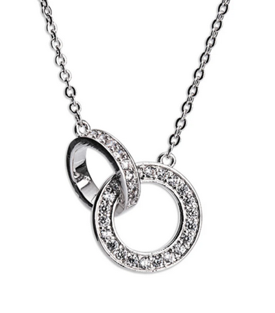 Interlocking Diamante Necklace Silver