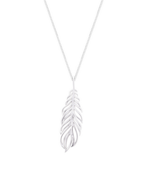 Feather Cut Out Pendant - Silver