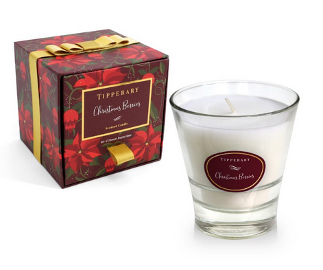Poinsettia Candle - Christmas Berries