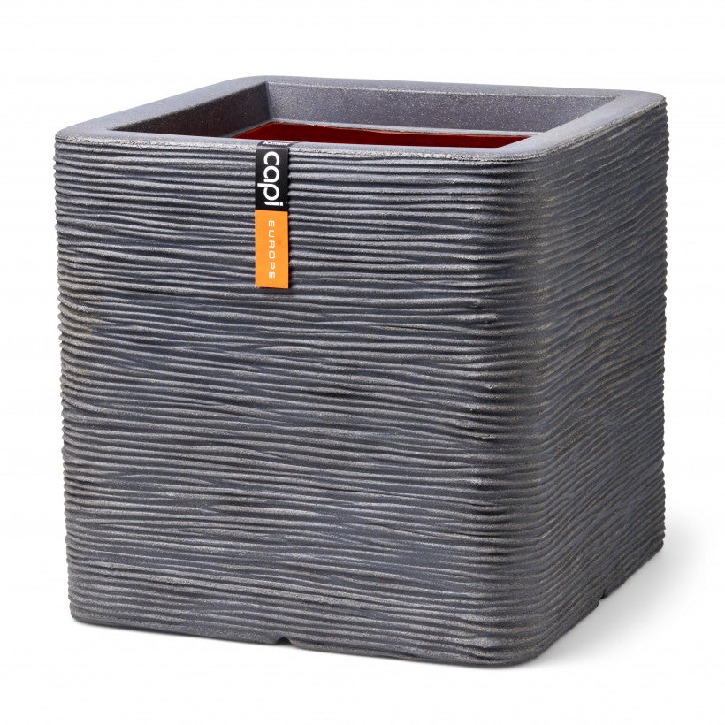 Square Rib Planter 30x30x30 Dark Grey