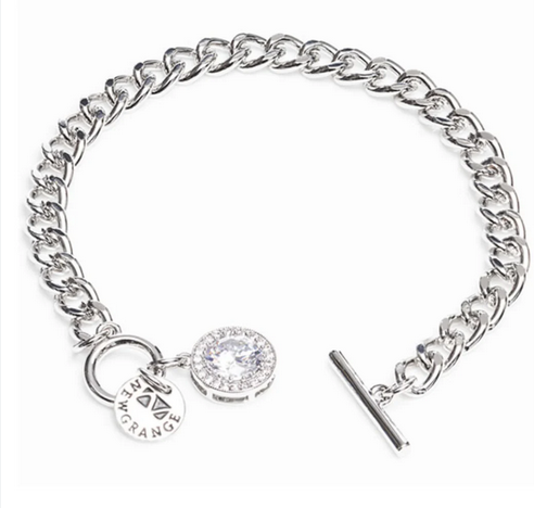 Silver White Stone Diamante Bracelet