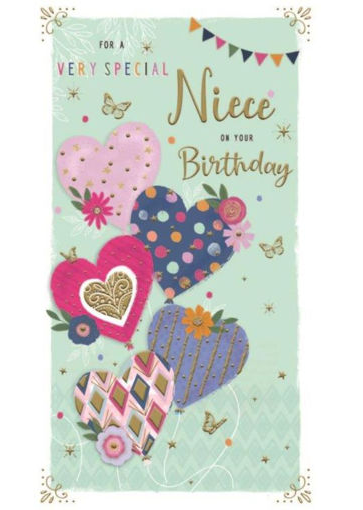 Birthday Card -  Niece Hearts
