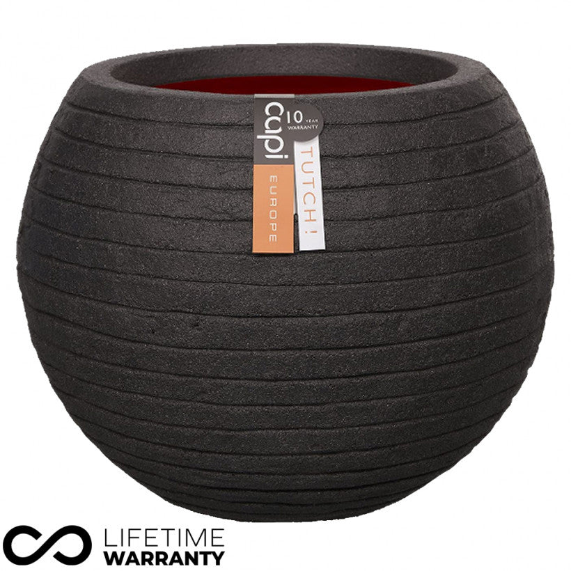 Nature Rib Ball Planter NL (Black) - 40cm Dia