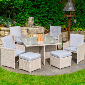 Sorrento - 4 Seater Cube (White Washed)
