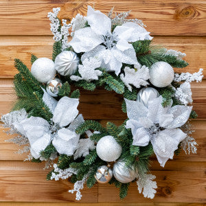 Poinsettia Wreath - White