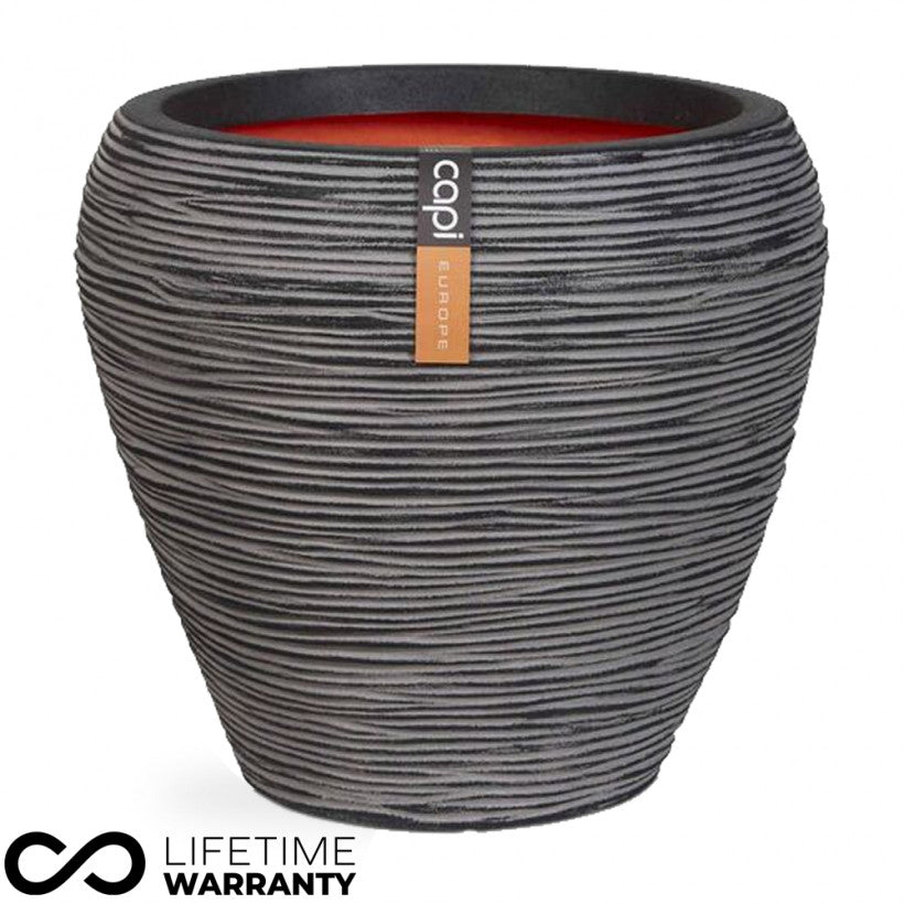 Nature Tapered Rib Planter (Black) - 42cm