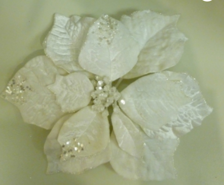 Plush Poinsettia Clip - White 26cm