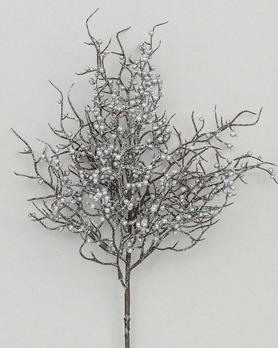 Glitter Berry Spray - Silver 56cm