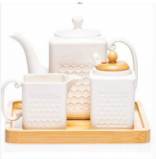 White 3 Piece Tea Set