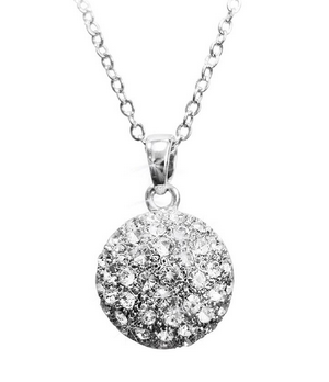 Silver Round Stone Pendant Pave Ball
