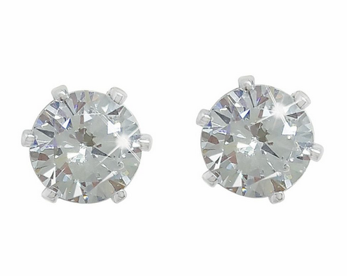 Silver Stud Earrings Clear Stone 4mm