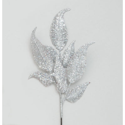 Glitter Leaf Silver 66cm