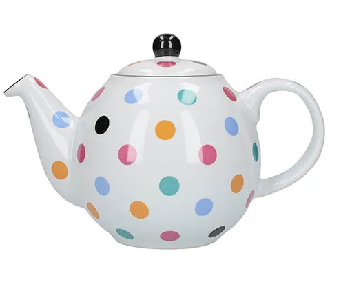 LP Globe Teapot 6 Cup White Spots