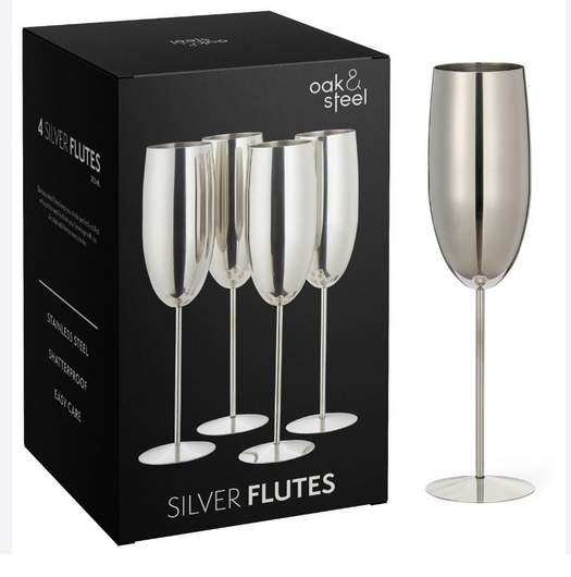 Champagne Flutes Set/4 - Silver