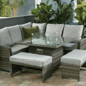 Boston - Dining Set Square Table & Firepit (Dark Grey)